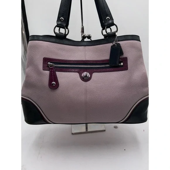 Coach Laura Spectator Tri-Color Pebbled Leather Shoulder Bag Lavender - Picture 5 of 14